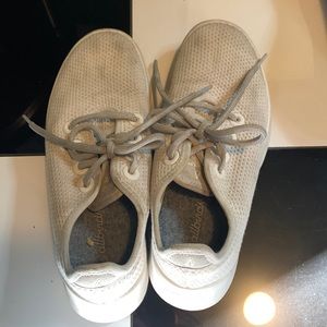 Allbirds white comfortable worn in shoes. Washed